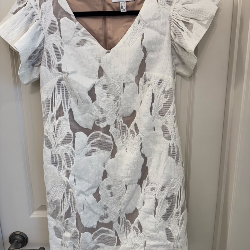 Badgley Mischka White Floral Mini Dress